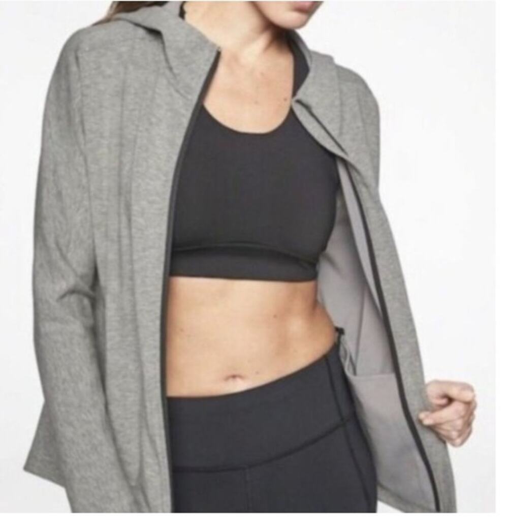 Athleta Modern Life Sz XS Hooded Zip Jacket Heather Gray/Black
